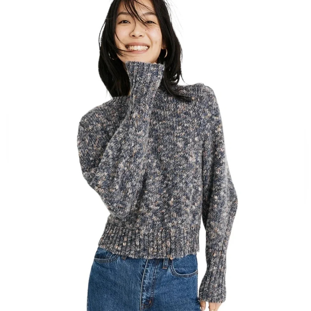 Madewell Pleat Shoulder Pullover Multicolor Full Sleeve Knit Sweater Size S